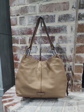 Classic Tan Leather Shoulder Bag - Women